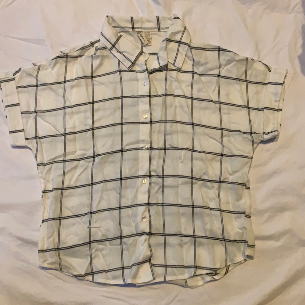 white and black plaid japna collared shirt
